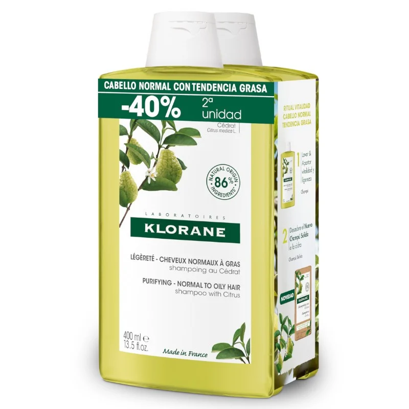 KLORANE DUPLO Citron Shampoo 2x400ml