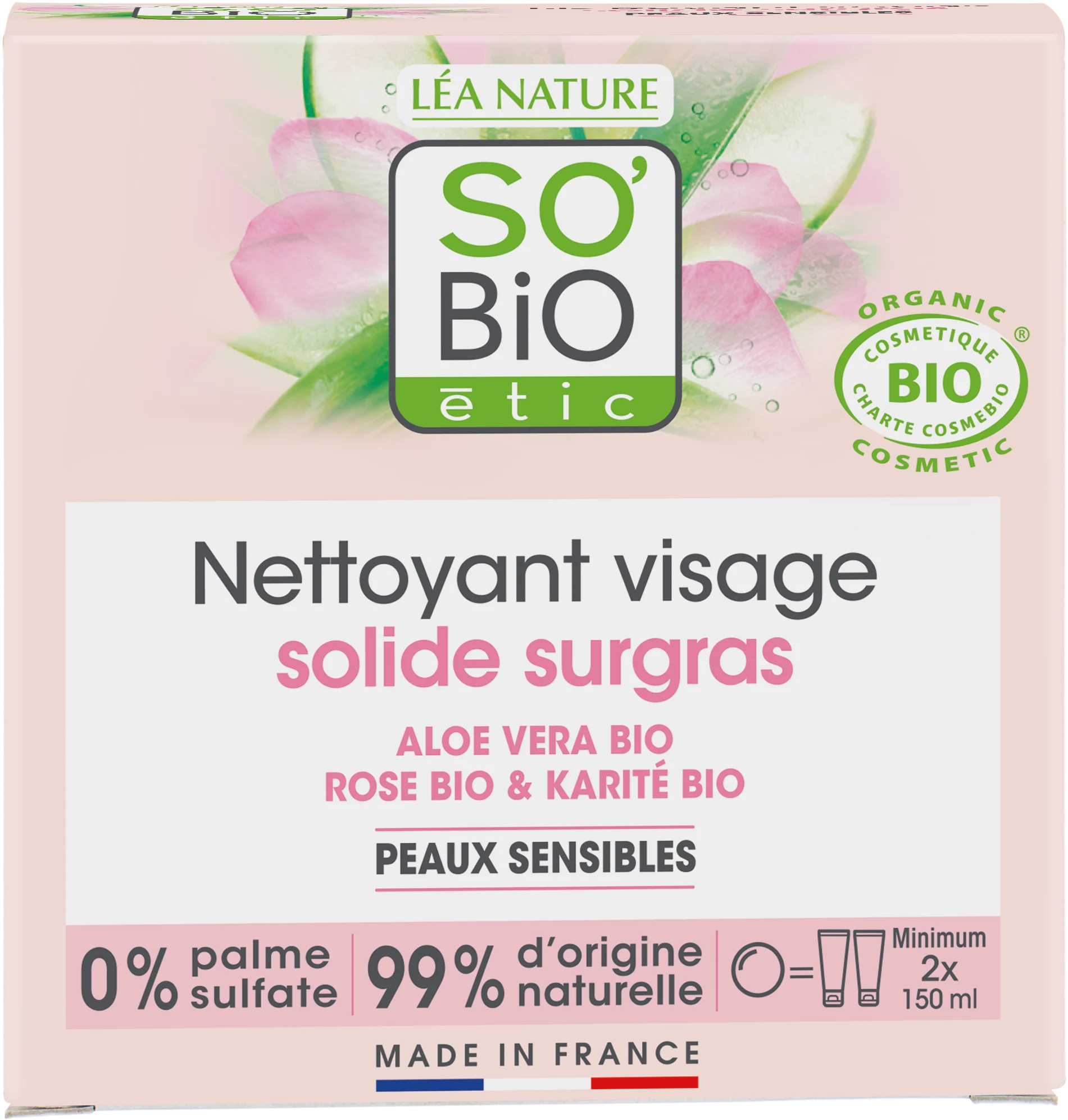 LÉA NATURE SO BiO étic Aloe Vera Fester Gesichtsreiniger, 70 g