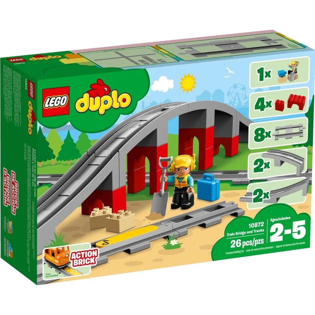 Lego Duplo Eisenbahnbrücke und Schienen