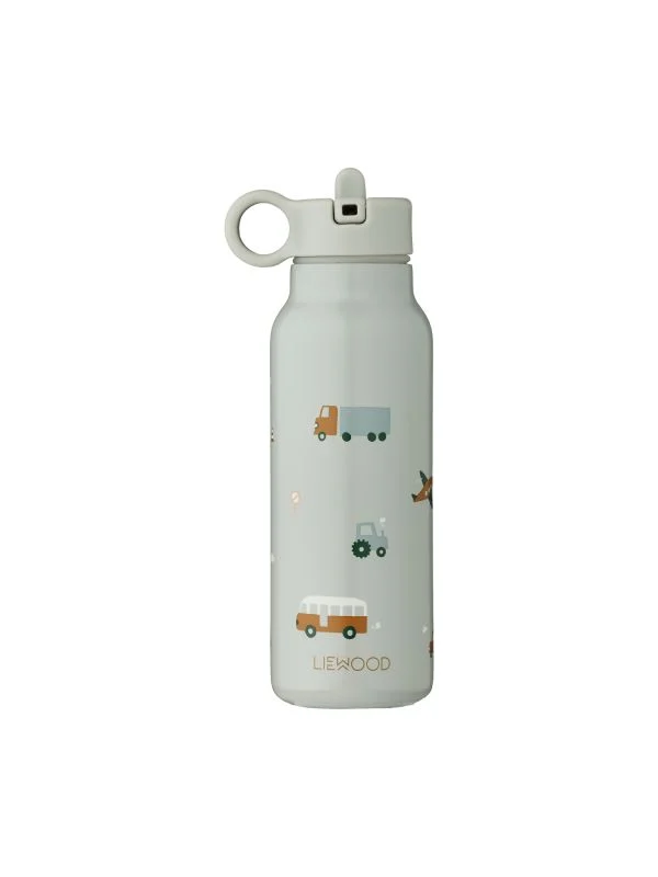 Liewood Falk Water Bottle - 350 ml - Vehicles / Dove Blue Mix