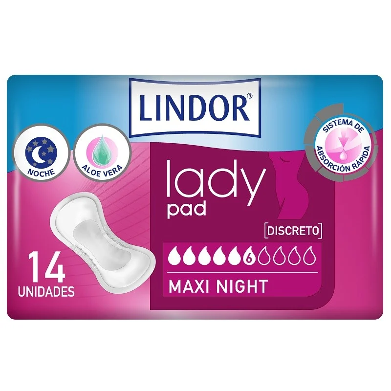 LINDOR Lady Pad Maxi Night 6 Tropfen 14 Einheiten