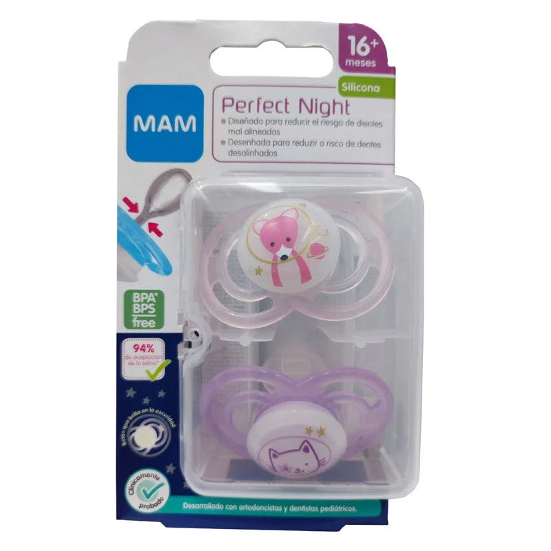 MAM Perfect Night Silikon Schnuller + 16 Monate Rosa