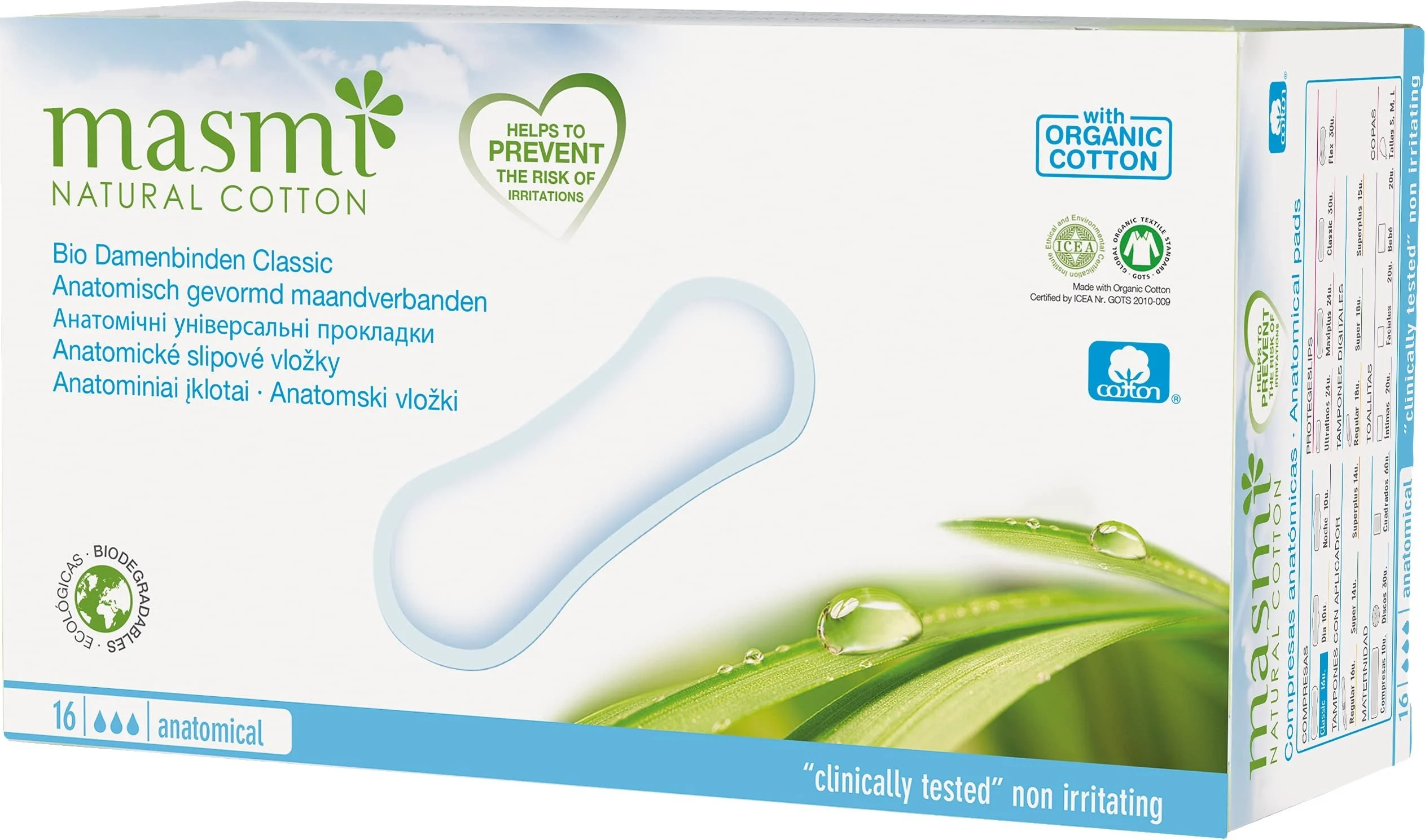 Masmi Anatomische Kompressen Masmi Naturbaumwolle 16 Einheiten