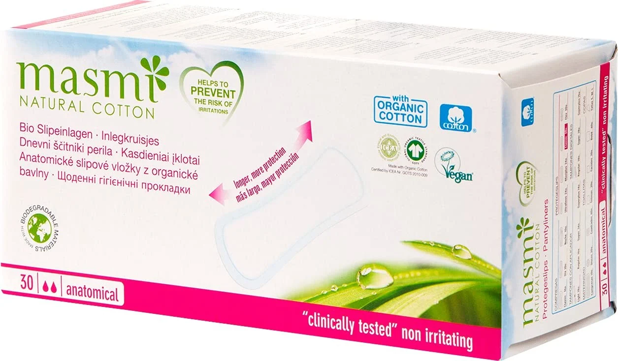 Masmi Anatomische Slipeinlagen Masmi Natürliche Baumwolle 30 Einheiten