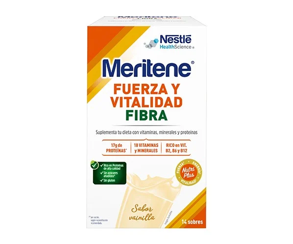 MERITENE Fiber Vanillegeschmack Shakes 14 Beutel