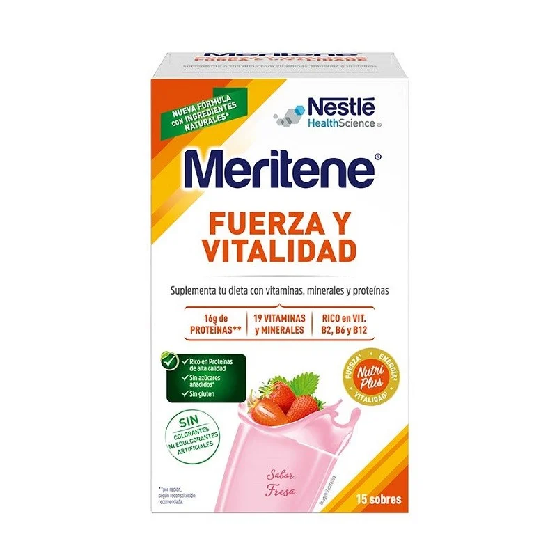 MERITENE Kraft und Vitalität Erdbeere 15 Beutel