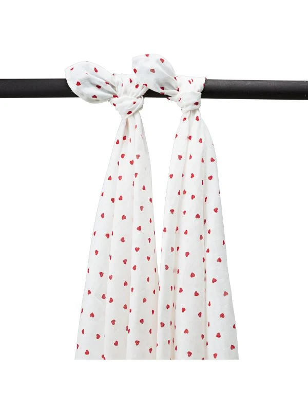 Meyco Sweet Heart Swaddle - 120 x 120 cm - 2-Pack - Rot