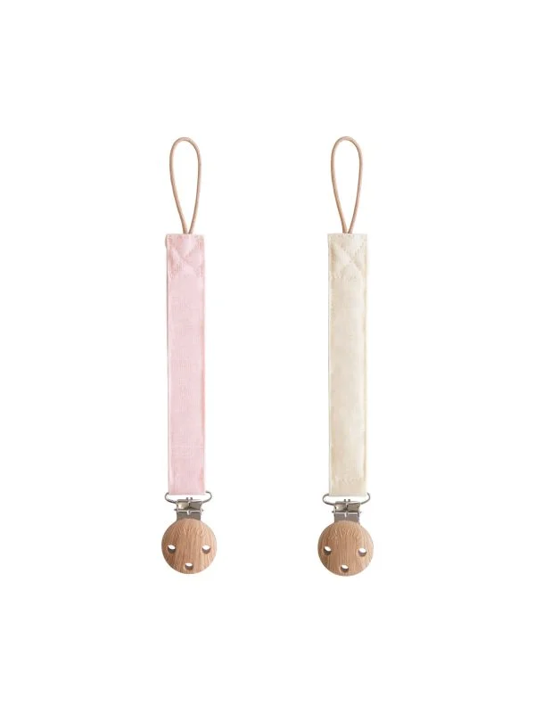 Mushie Schnullerkette 2er-Pack - Linen Blush / Cream