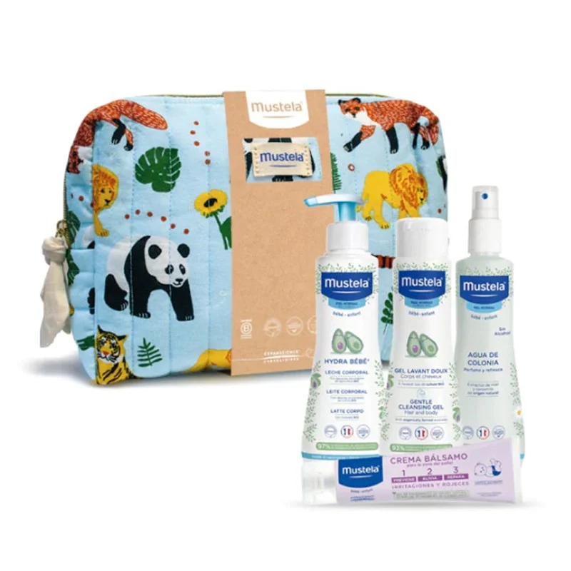 MUSTELA Jungle Kulturbeutel mit 4 Produkten