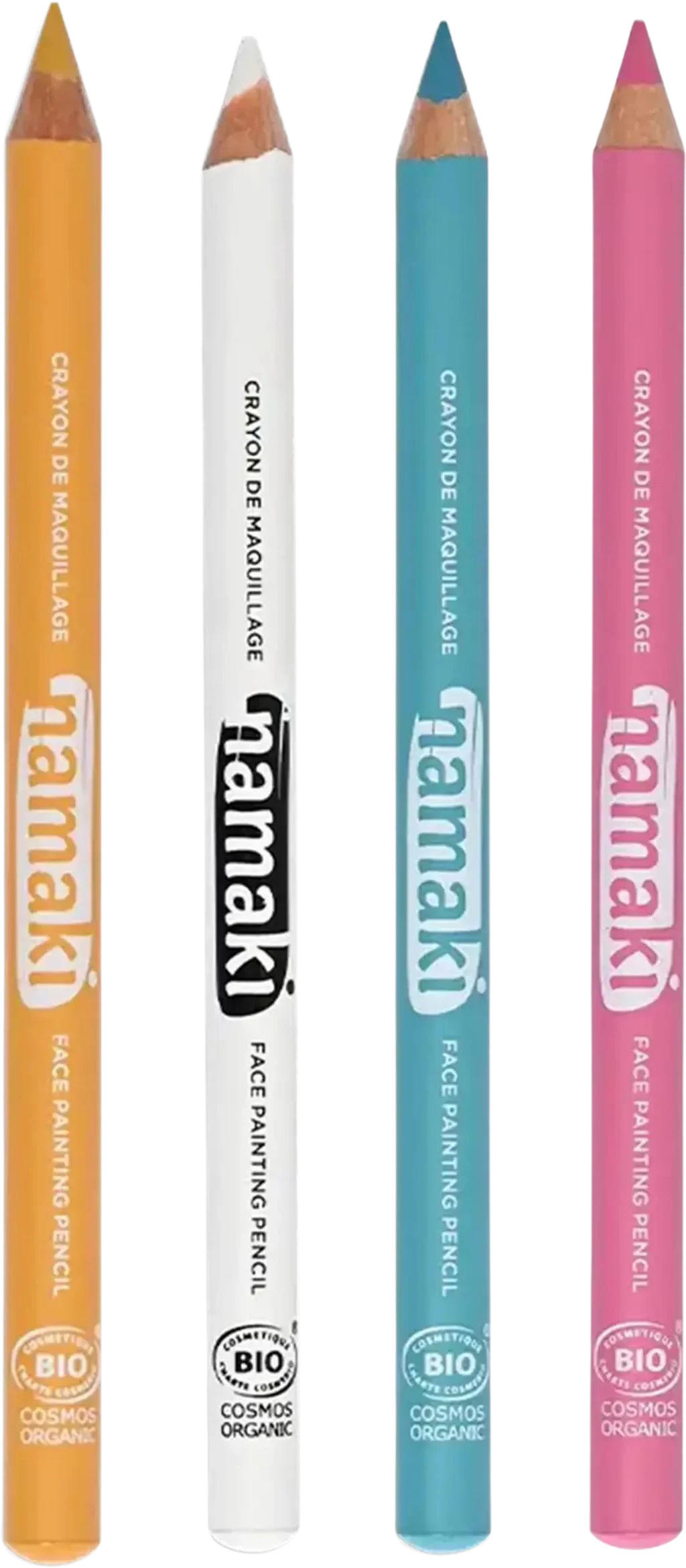 namaki Set of 4 Face Painting Slim Pencils, Grün/Blau/Gelb/Rot
