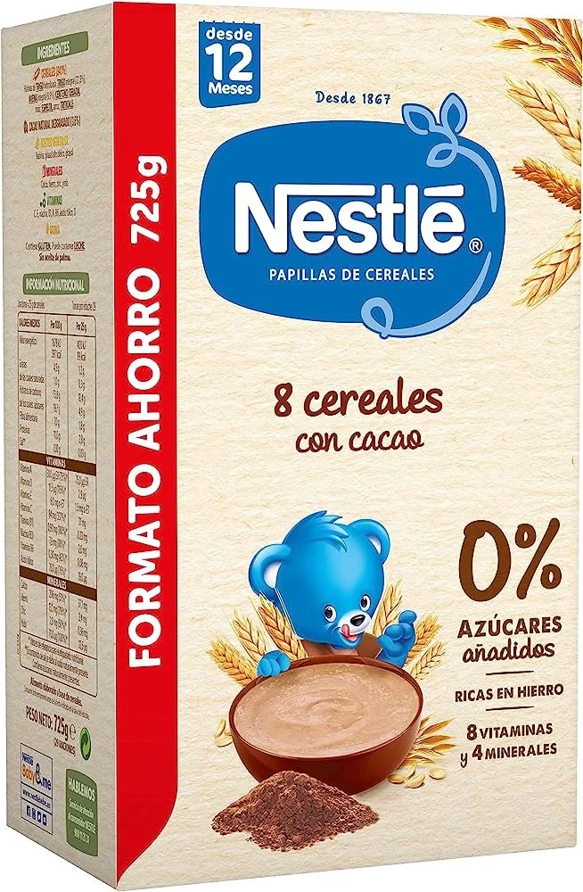 NESTLÉ Porridge 8 Cerealien mit Kakao 0% Zuckerzusatz +12 Monate 725g