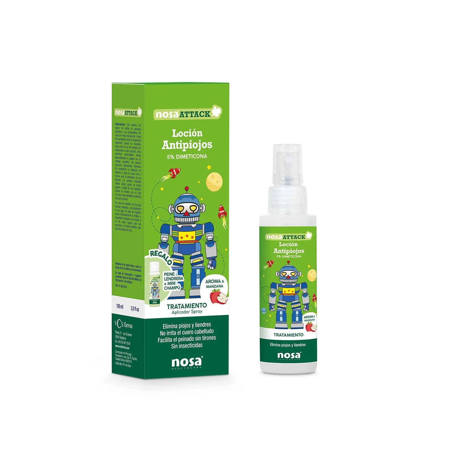 NOSA Attack Anti-Läuse Lotion 5% Dimethicone Apfelaroma 100ml