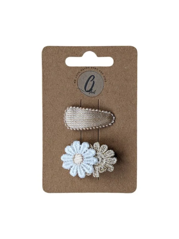 Ootje Kadootje Babyhaarspangen - Gänseblümchen Weiß/Gold- 2 Stück