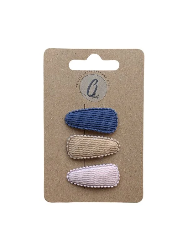 Ootje Kadootje Babyhaarspangen - Ripp Petrol/Sahara/Pink - 3 Stück