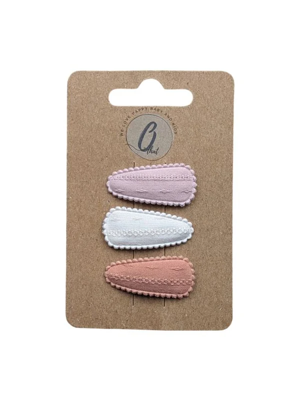 Ootje Kadootje Spring Haarclip - Dusty Rose / Elfenbein / Clay - 3 Stück
