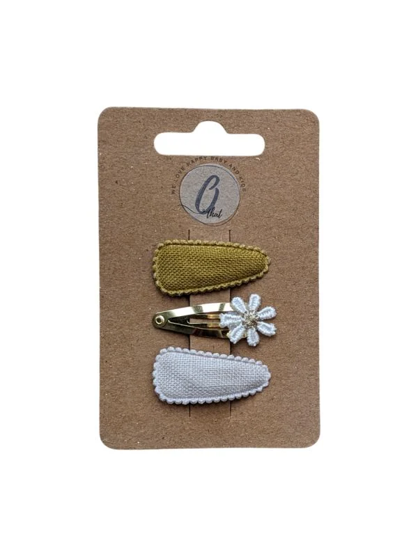 Ootje Katootje Baby Haarspange - 3 Stück - Curry / Blume / Creme