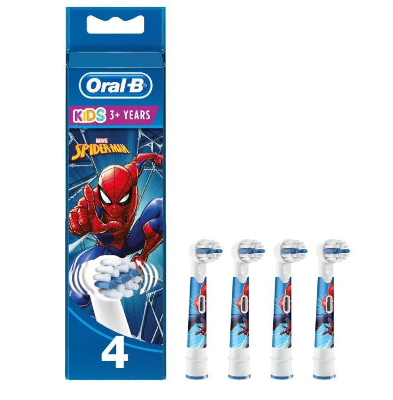 Oral-B Kids Ersatzbürsten Elektrische Zahnbürste Spiderman 4 Aufsteckbürsten