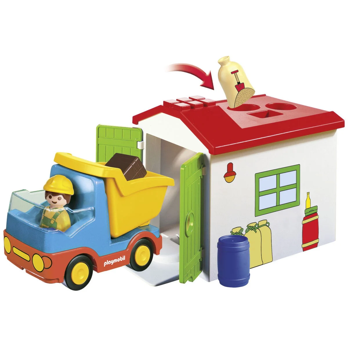 PLAYMOBIL1.2.3 70184 LKW mit Sortiergarage