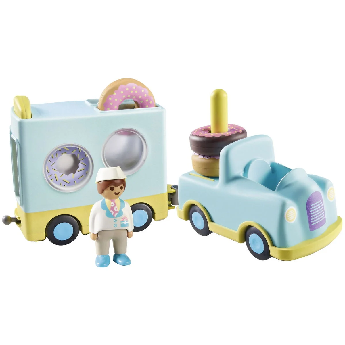 PLAYMOBIL1.2.3 71325 Verrückter Donut Truck mit Stapel- und Sortierfunktion