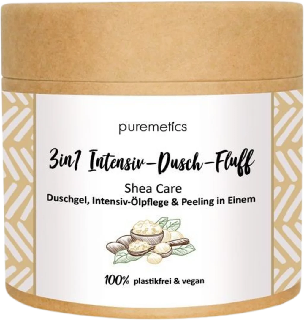 puremetics 3in1 Intensiv-Dusch-Fluff mit Zuckerpeeling Shea Care, 300 g