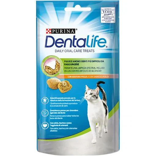 Purina Dentalife Feline Mundpflege mit Hühnergeschmack, 8 Beutel à 40g