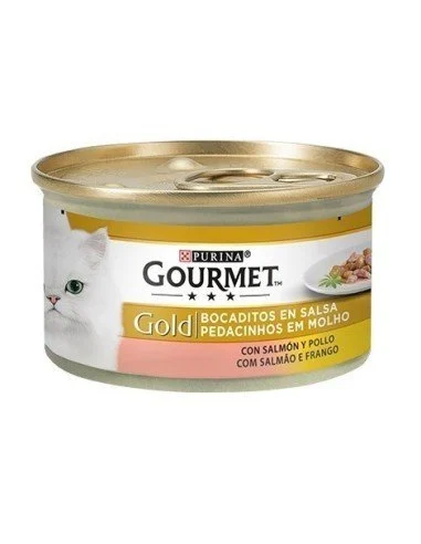 Purina Gourmet Gold Bocaditos en Salsa con Salmón y Pollo Alimento Húmedo 24 ud