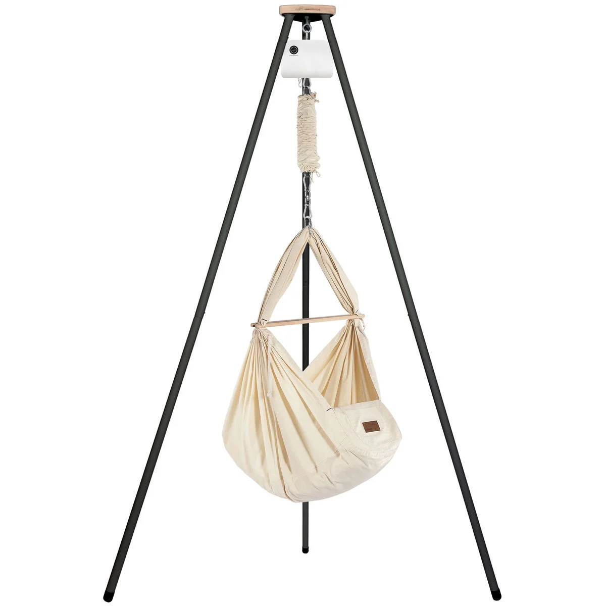 SCHMUSEWOLKETipi anthrazit mit weissem Motor und Bio Federwiege natur Synthetisch