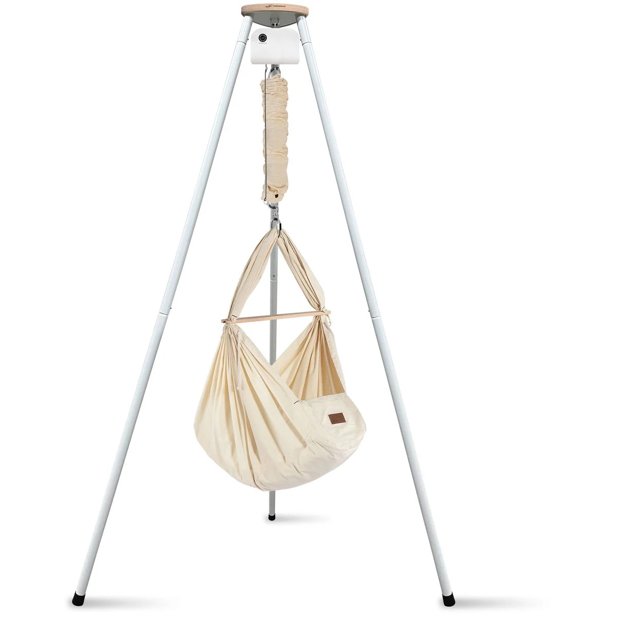 SCHMUSEWOLKETipi weiss mit weissem Motor und Bio Federwiege natur Synthetisch