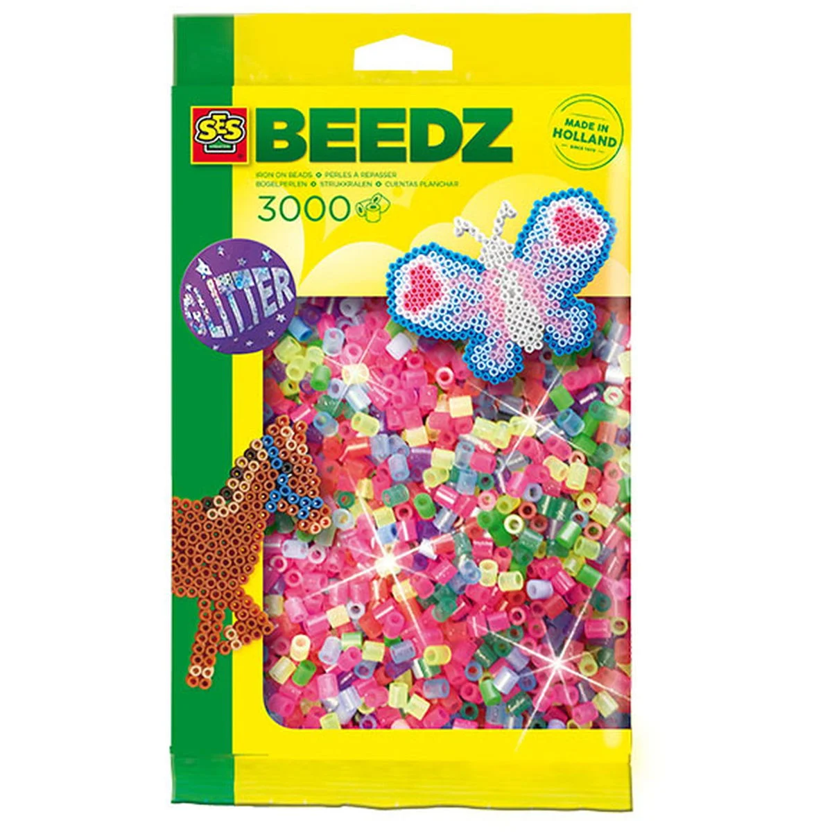 SESBügelperlen Nachfüllpack bunt glitter 3000 Stück