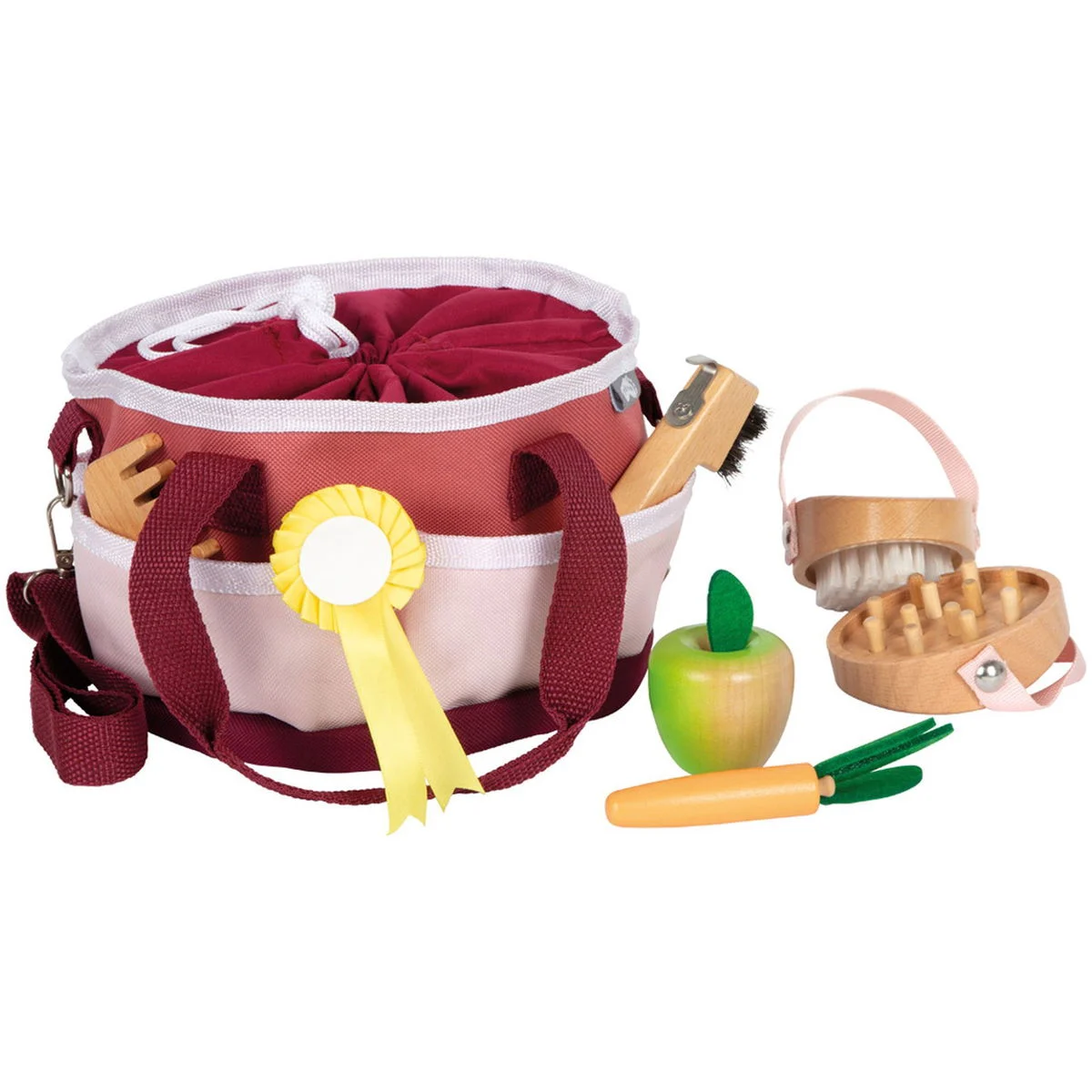 small footPferdepflegeset mit Tasche rot