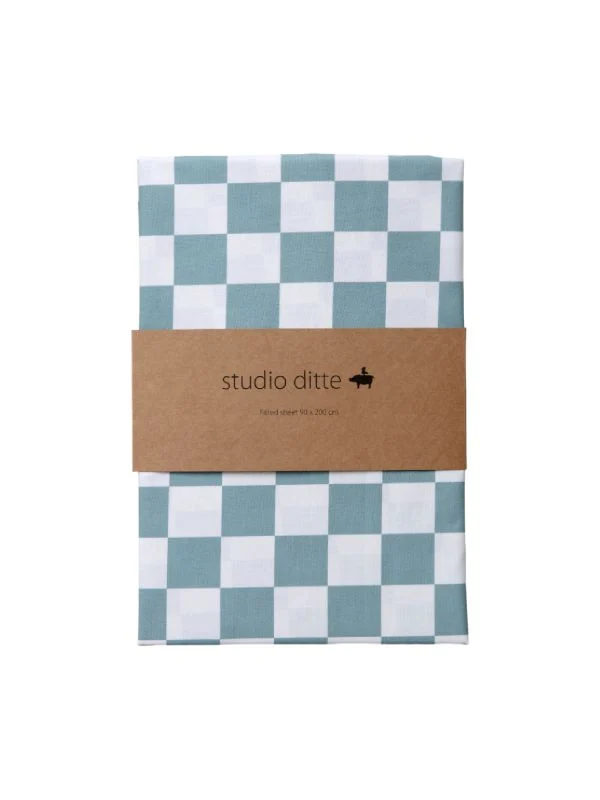 Studio Ditte Blöcke Spannbettlaken - 70 x 150 cm - Steinblau