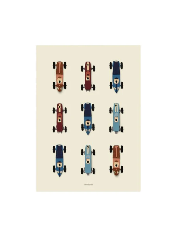 Studio Ditte Poster Rennautos - 50 x 70 cm