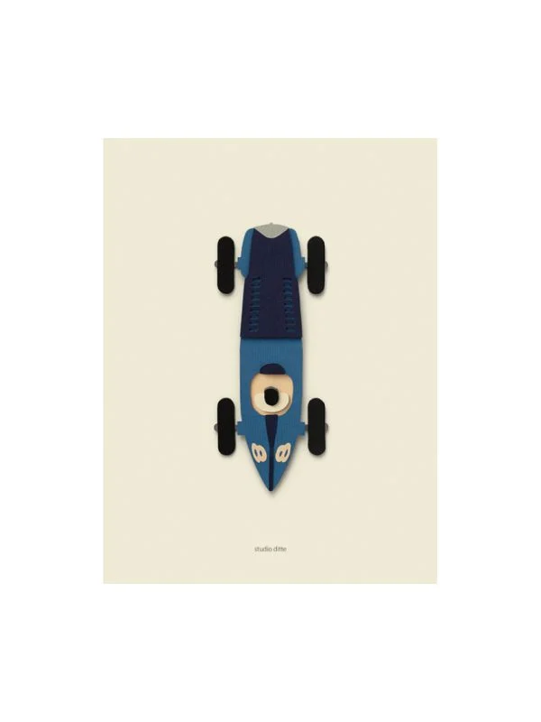 Studio Ditte Rennauto Blau Poster - 30x40 cm