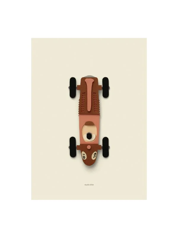 Studio Ditte Rennauto Braun Poster - 50x70 cm