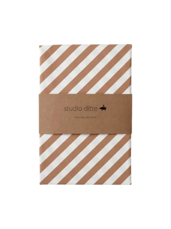 Studio Ditte Spannbettlaken - Streifen - 70 x 150 cm - Karamell