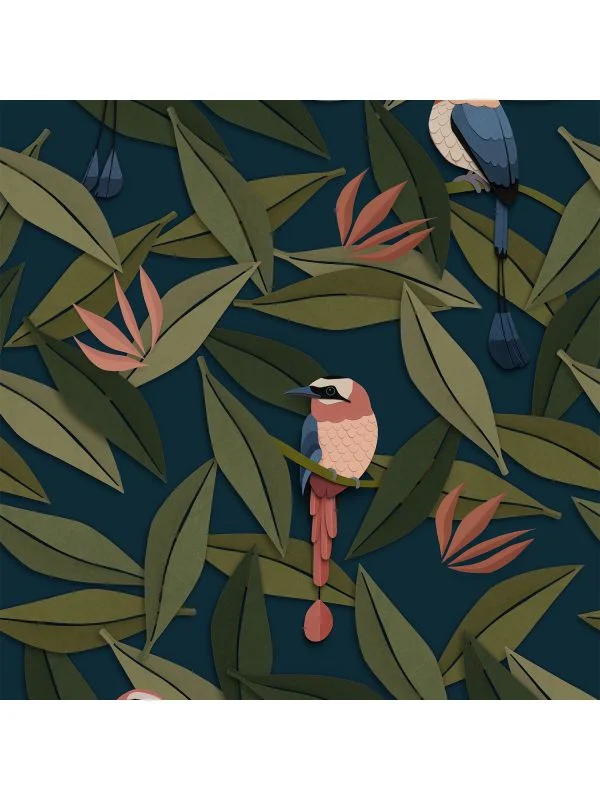 Studio Ditte Vogel Tapete - Blau