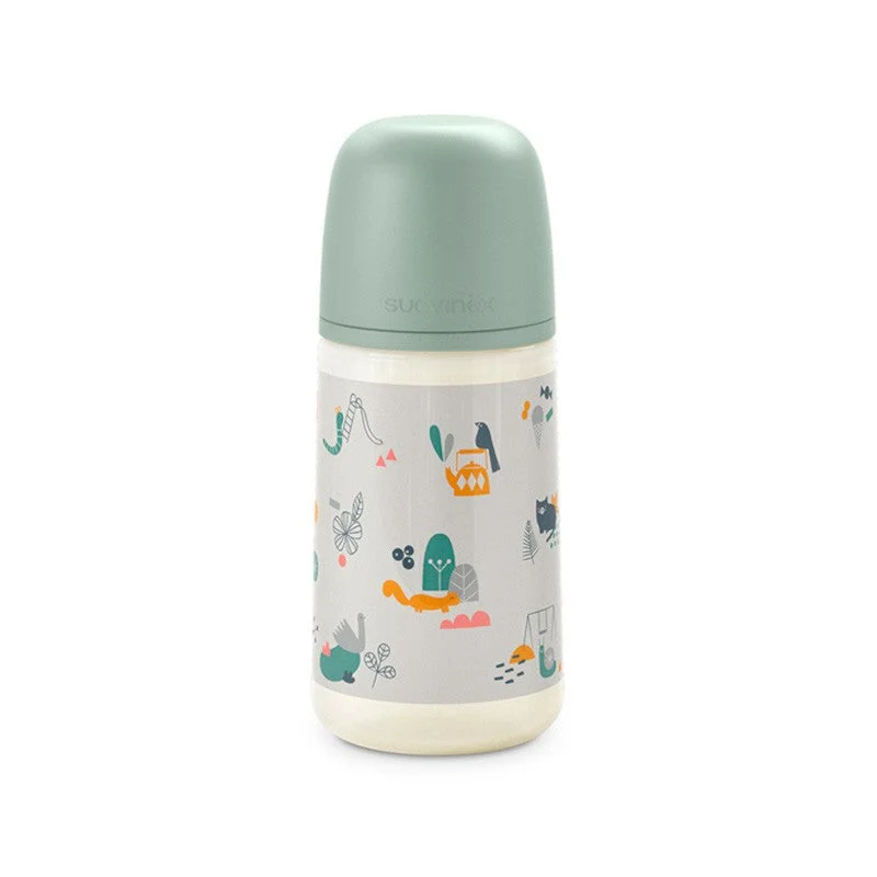 SUAVINEX Babyflasche 270ml SX Pro Physiologischer Sauger Mittlerer Durchfluss (M) - grüne Vögel