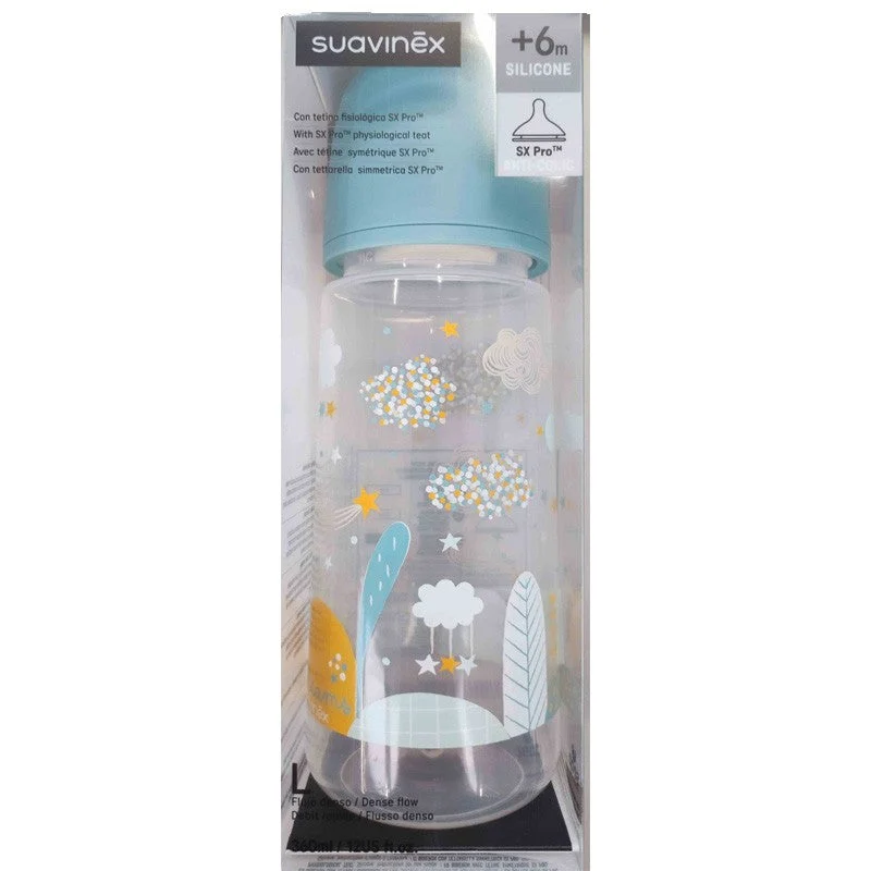 SUAVINEX Babyflasche 360ml Physiologischer Sauger SX Pro Dense Flow (L) - Blau