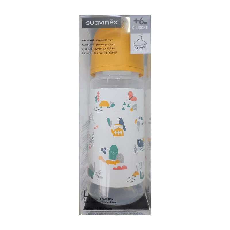 SUAVINEX Babyflasche 360ml Physiologischer Sauger SX Pro Dense Flow (L) - Gelb