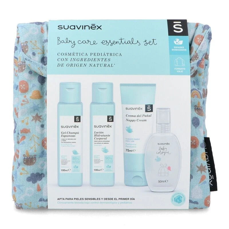 SUAVINEX Blaue Stoff-Reisetasche Baby Care Essentials Set