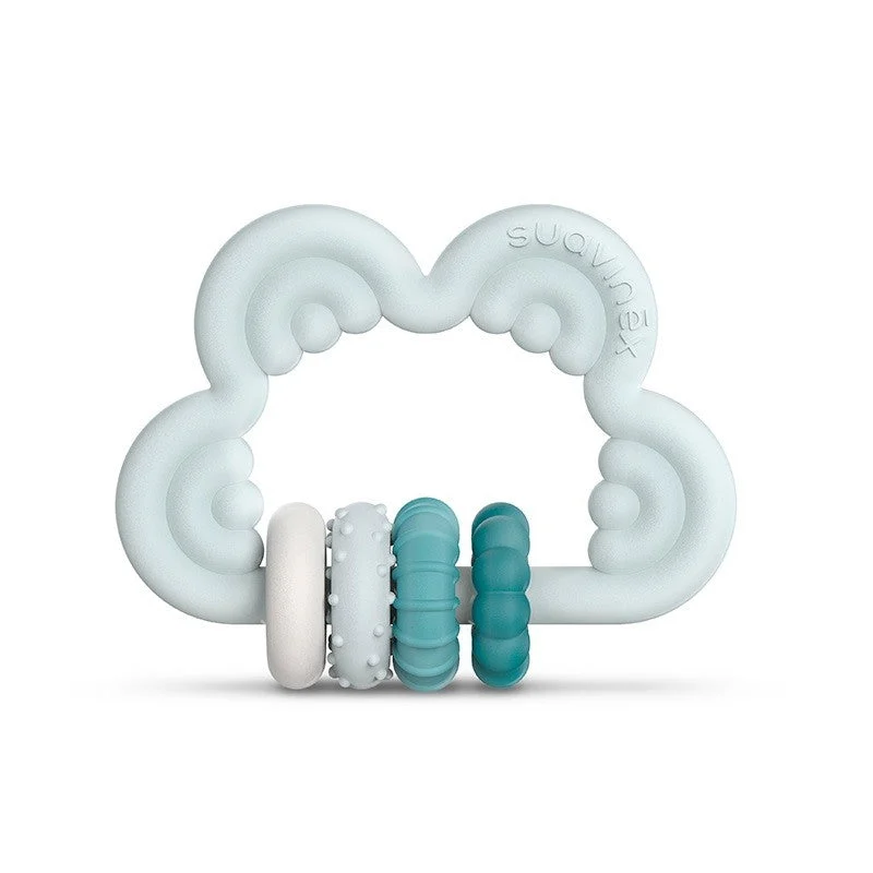 SUAVINEX Didaktischer Beißring aus Silikon +6 m, Blaue Wolke, Stufe 3