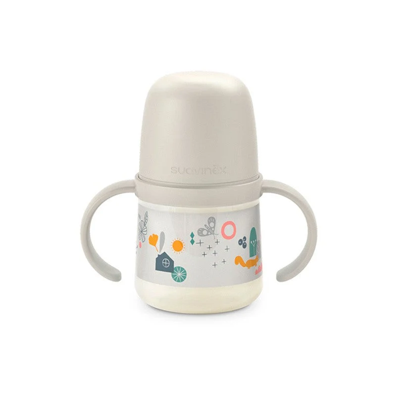SUAVINEX Erste 150-ml-Babyflasche mit Griffen und Auslaufschutz, +4M (White Forest)