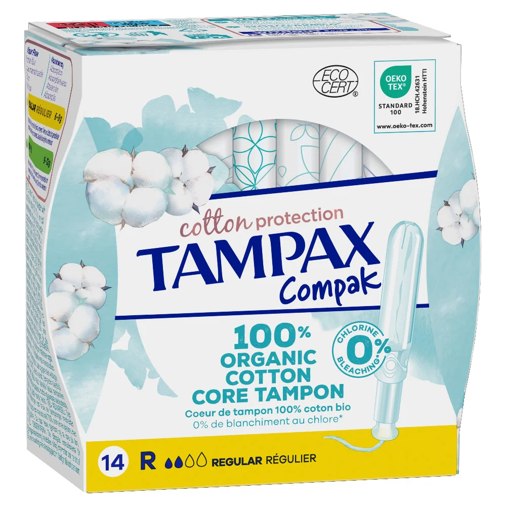 TAMPAX Organic Cotton Compak Regular Tampons 14 Stück