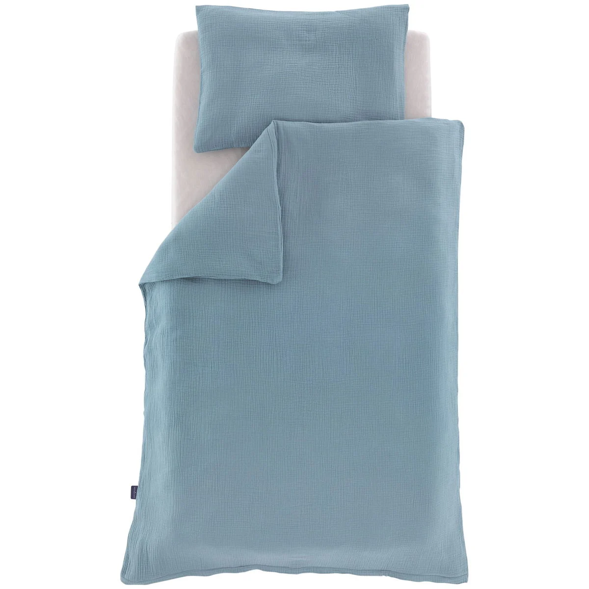 TräumelandKinderbettwäsche Baumwollmusselin jeansblau