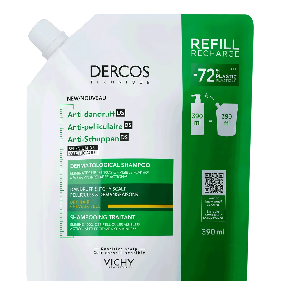 VICHY Dercos Antischuppenshampoo für trockenes Haar ECO RECHARGE 390ml