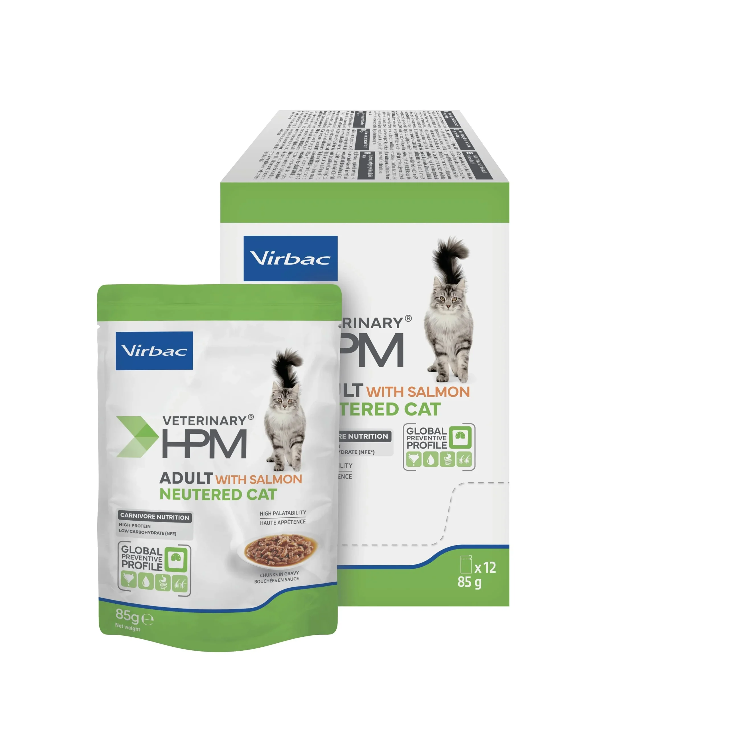Virbac HPM Cat Adulto Kastrierte Lachs Nassfutter 12 x 85g