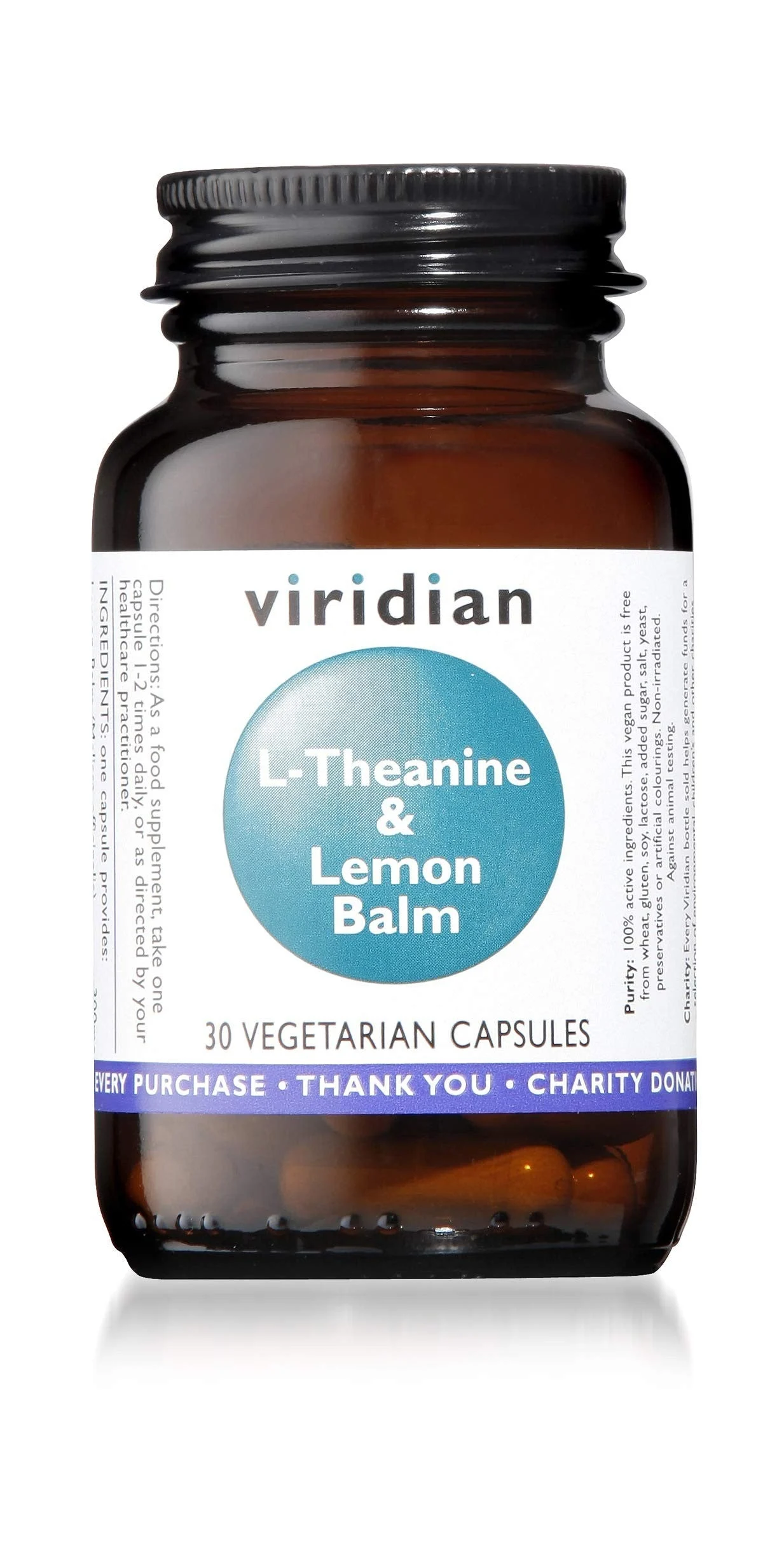 Viridian L-Theanin 200 mg und Zitronenmelisse 30 V-Kapseln